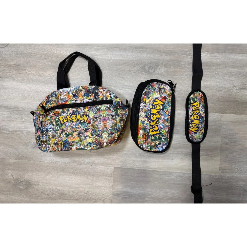 Pokemon Kids Backpack Lunch Bag Pencil Case 3-Piece Set Allover Character Print